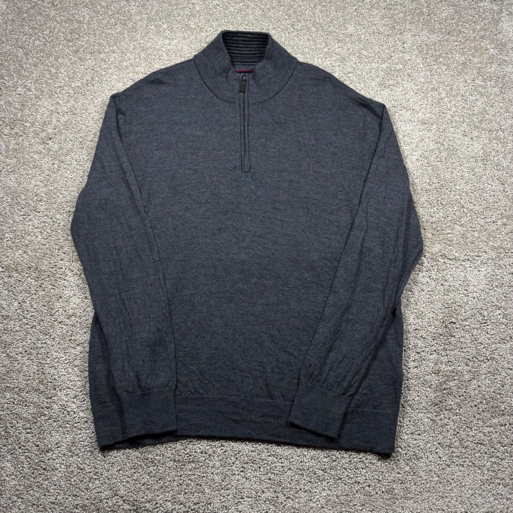 UNTUCKit Belguardo 100% Merino Wool Quarter Zip Sweater Dark Grey Mens XXL 31811